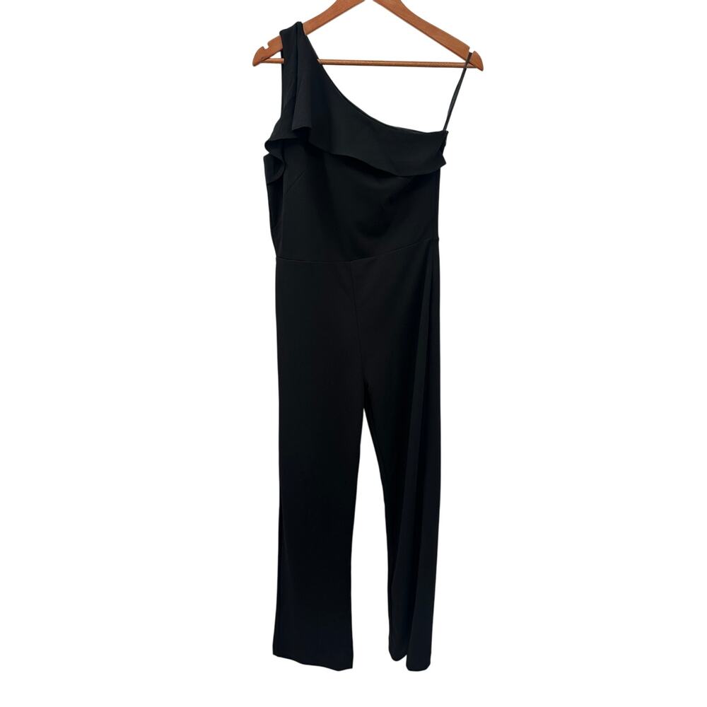 WHITE HOUSE BLACK MARKET WHBM Black One Shoulder Ruffle Jumpsuit // 6